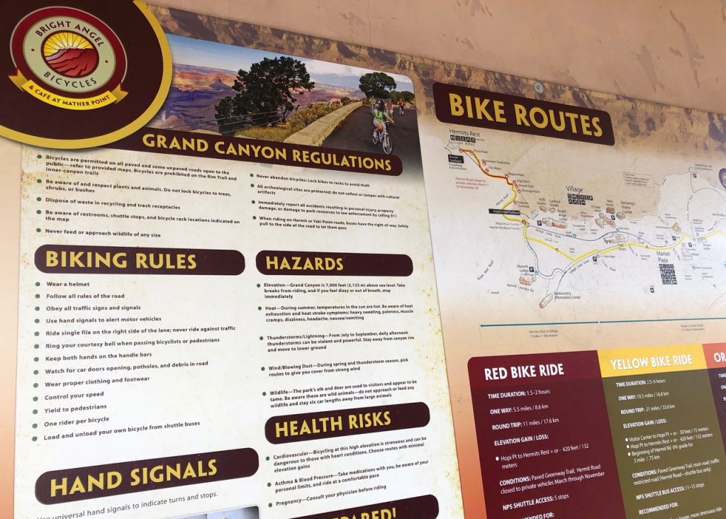 Bike Routes at the Grand Canyon South Rim - Passports and Spice